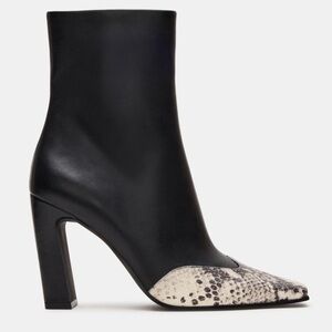 Black and White Snakeskin Ankle Boots